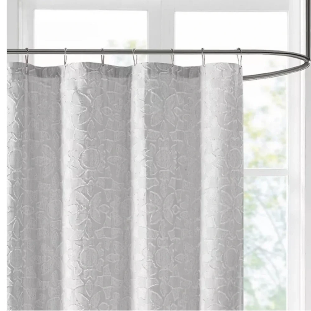 Décor Studio Florence Cotton Floral Clip Jacquard Shower Curtain 72x72